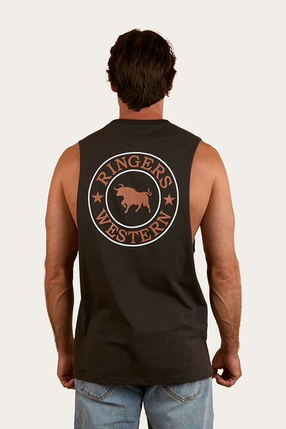 Signature Bull Mens Muscle Tank - Charcoal / Copper