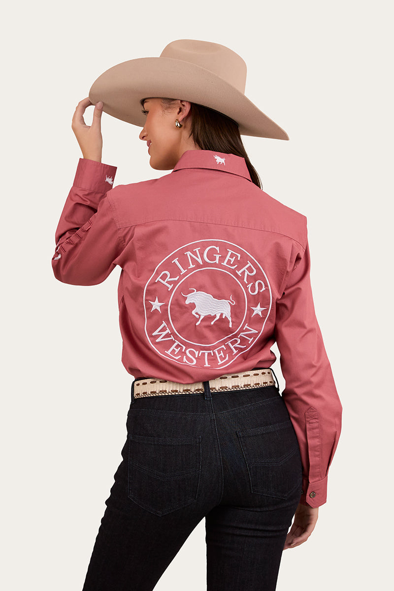 Barrel Racer Womens Full Button Work Shirt - Dusty Rose