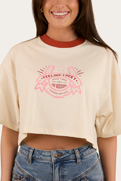 Feeling Lucky Cropped Oversized T-Shirt - Off White
