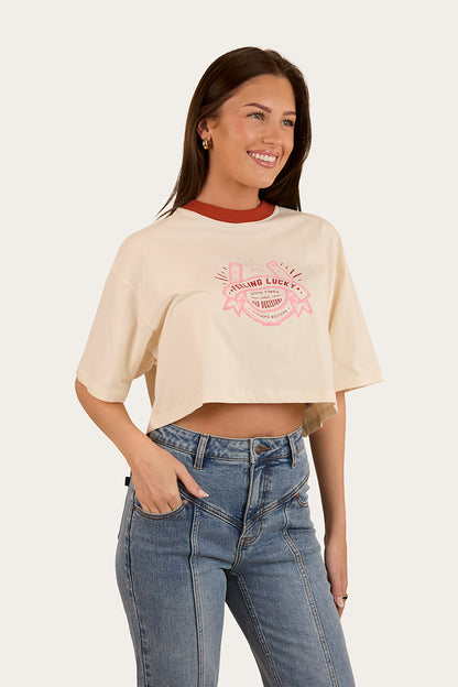 Feeling Lucky Cropped Oversized T-Shirt - Off White