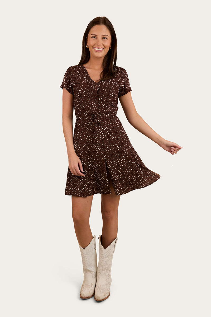 Marrabel Womens Mini Dress -Chocolate / White
