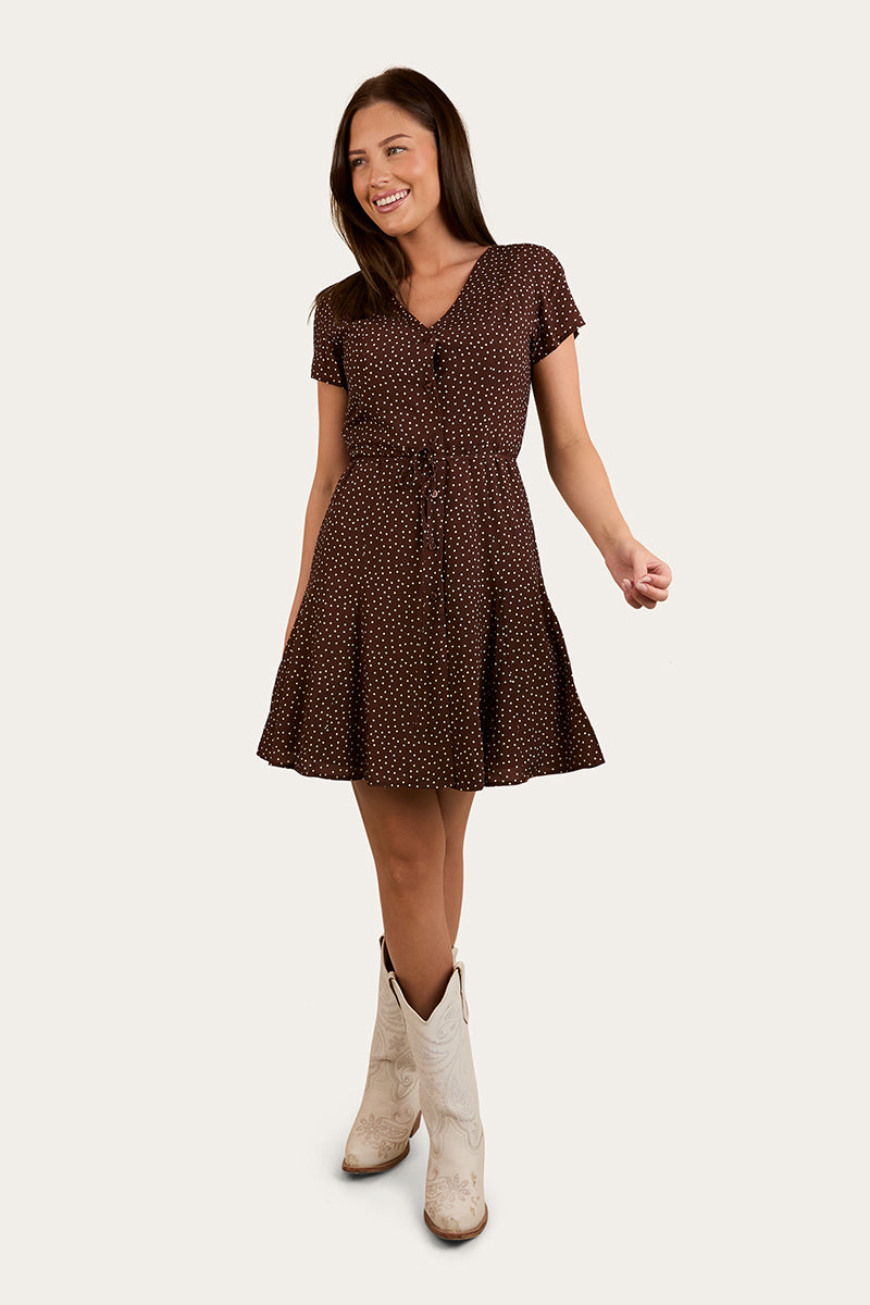 Marrabel Womens Mini Dress -Chocolate / White