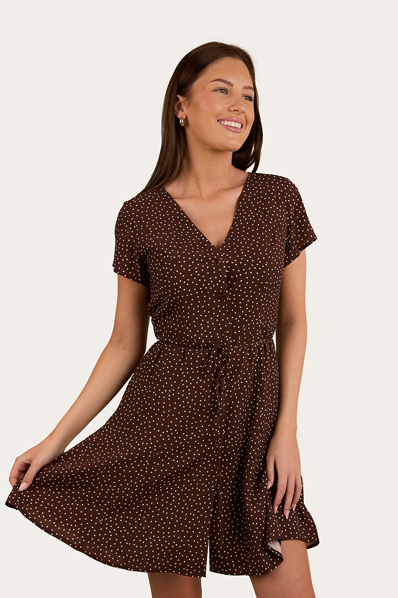 Marrabel Womens Mini Dress -Chocolate / White