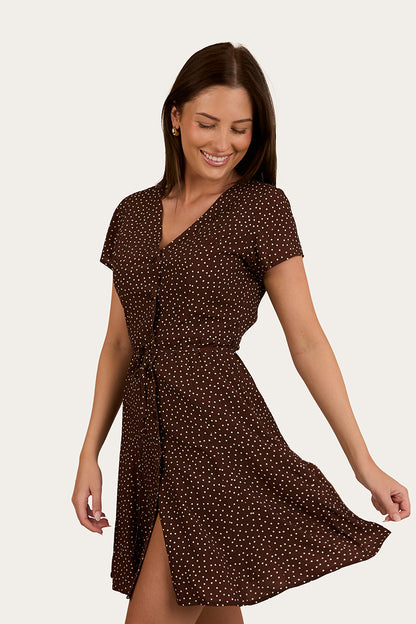 Marrabel Womens Mini Dress -Chocolate / White