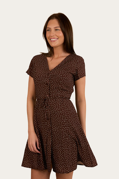 Marrabel Womens Mini Dress -Chocolate / White