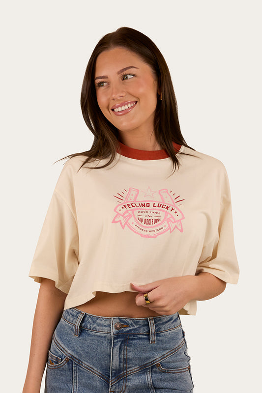 Feeling Lucky Cropped Oversized T-Shirt - Off White