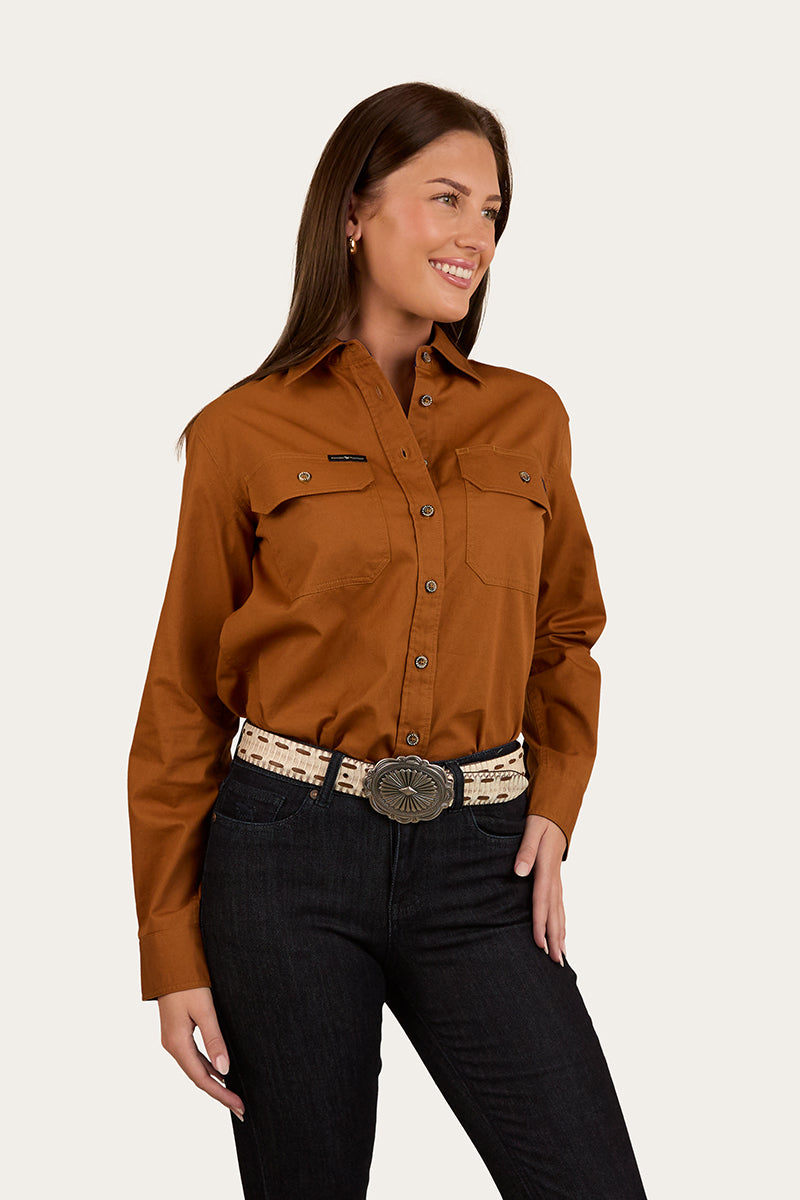 Pentecost River Womens Full Button Work Shirt - Tobacco