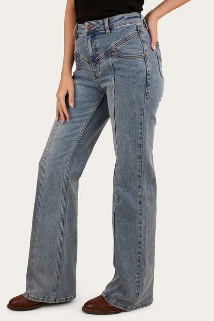 Edith Womens High Rise Bootleg Jean - Light Wash Blue