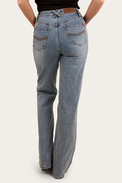 Edith Womens High Rise Bootleg Jean - Light Wash Blue