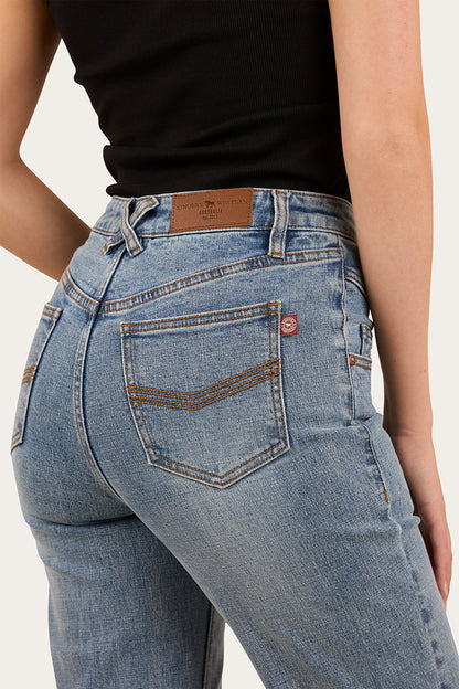 Edith Womens High Rise Bootleg Jean - Light Wash Blue