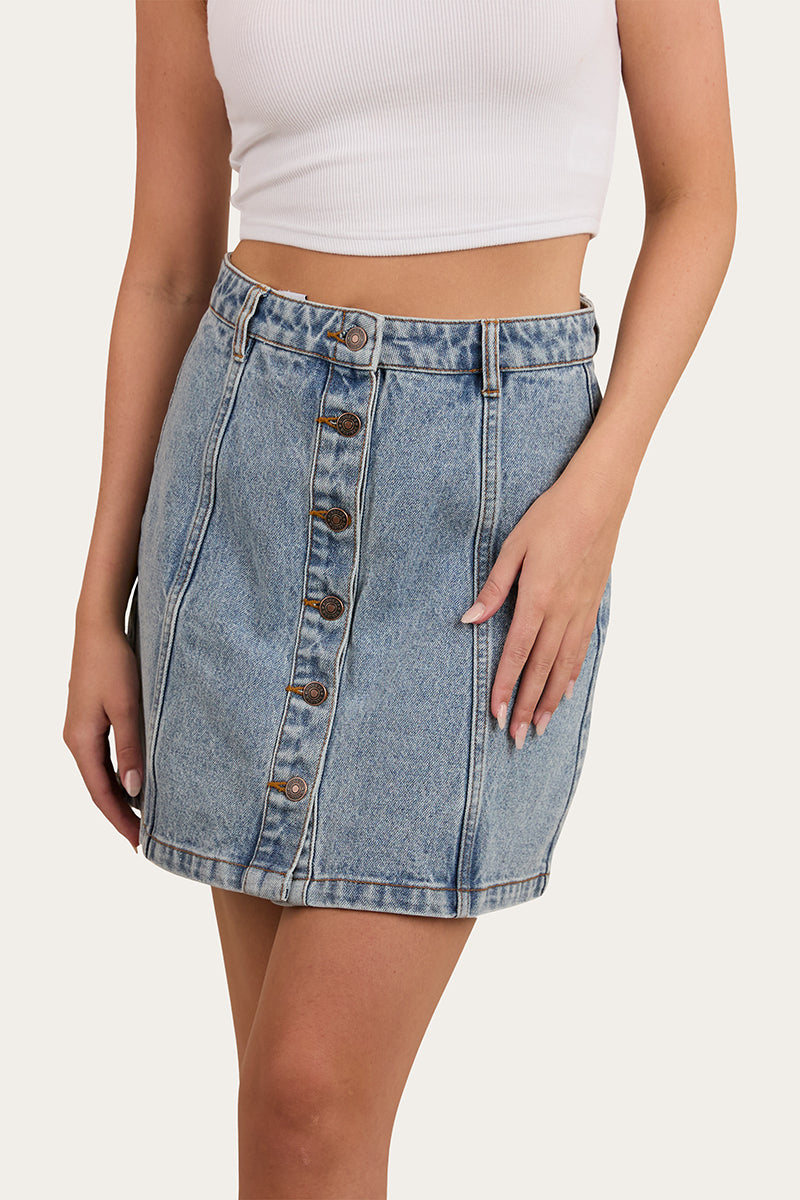 Johanna Womens Denim Skirt - Light Wash Blue