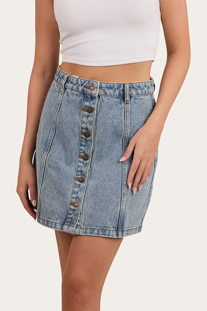 Johanna Womens Denim Skirt - Light Wash Blue