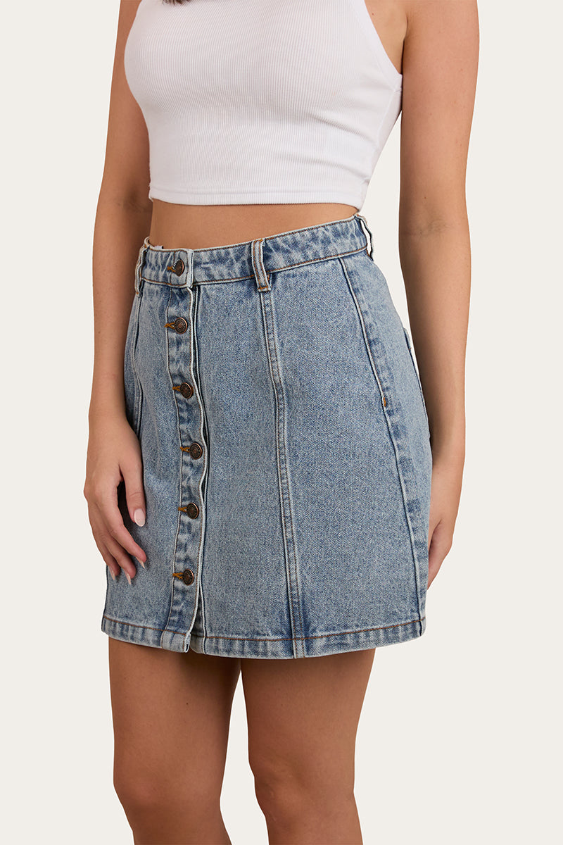 Johanna Womens Denim Skirt - Light Wash Blue