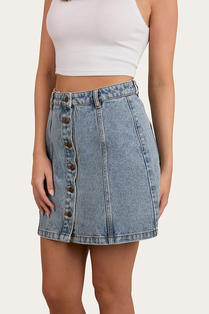 Johanna Womens Denim Skirt - Light Wash Blue