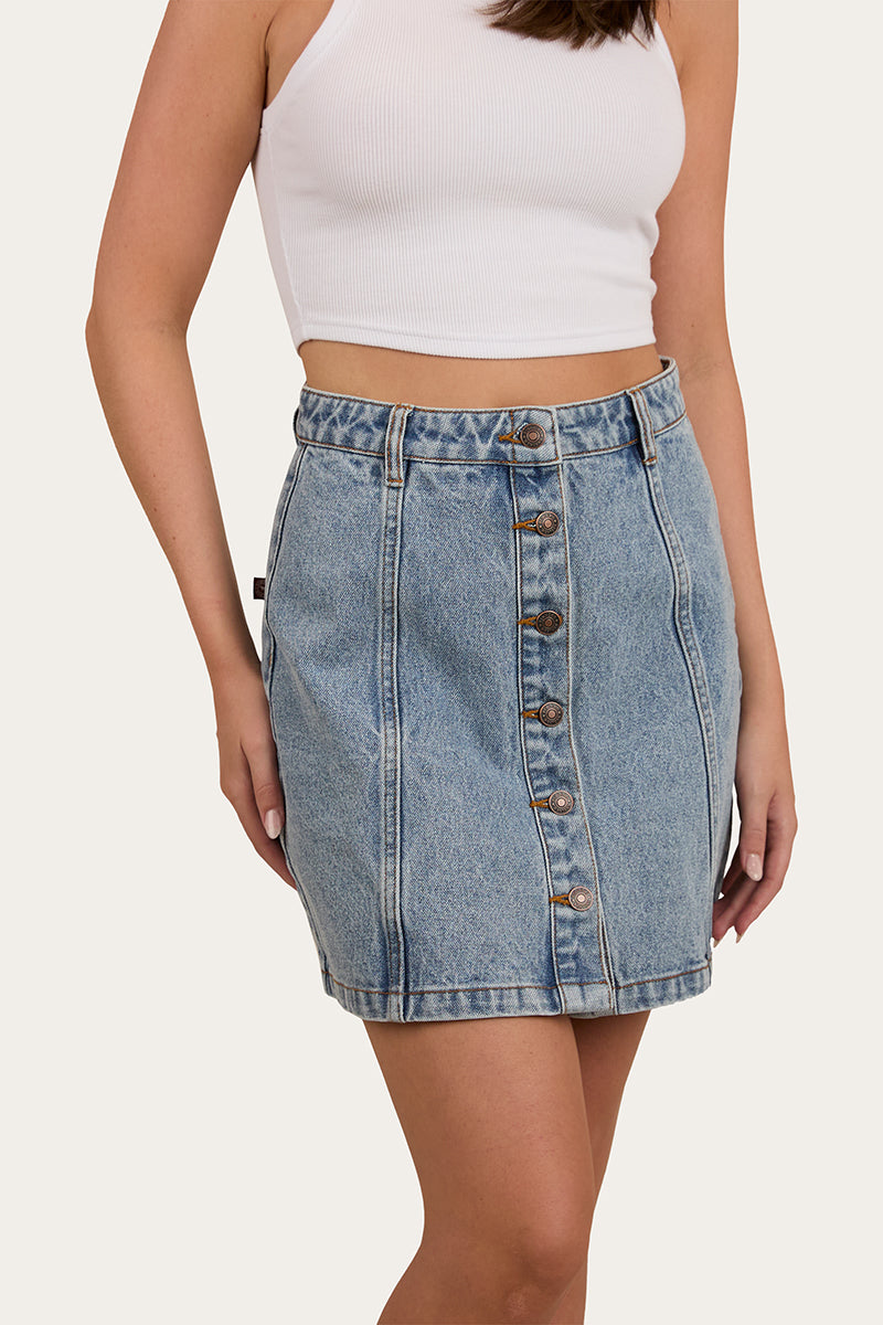Johanna Womens Denim Skirt - Light Wash Blue