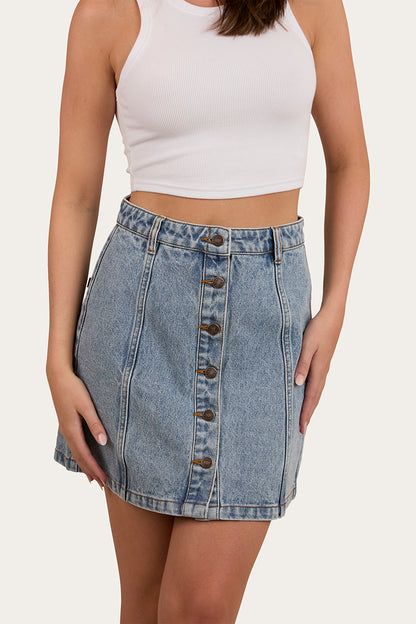 Johanna Womens Denim Skirt - Light Wash Blue
