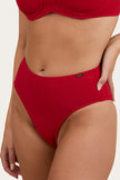 Country Sunset Textured High Waist Bikini Bottom - Red
