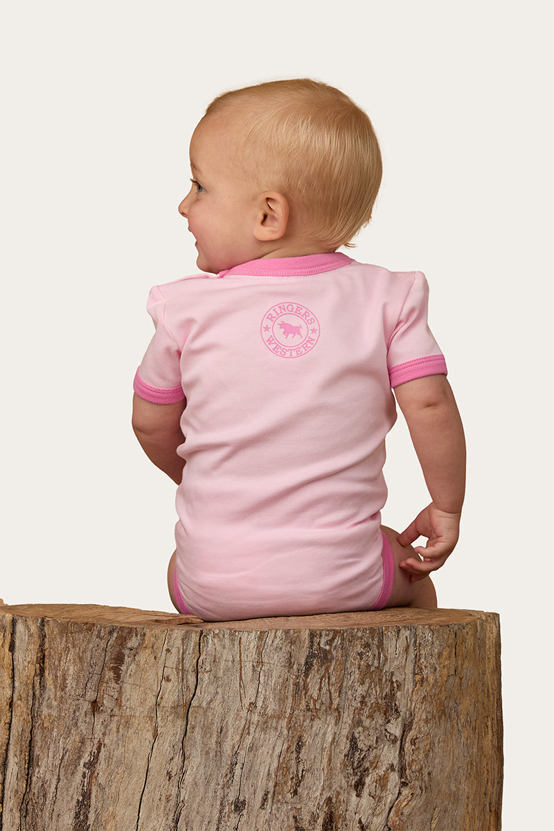 Howdy Cowgirl Babies Short Sleeve Romper - Ballet Pink