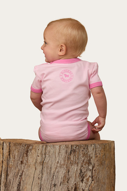 Howdy Cowgirl Babies Short Sleeve Romper - Ballet Pink