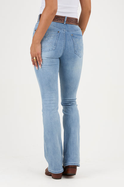 Penny Rodeo Womens High-Rise Bootleg Jeans - Light Blue