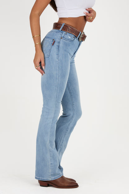 Penny Rodeo Womens High-Rise Bootleg Jeans - Light Blue