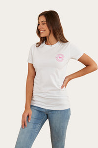 Signature Bull Womens Classic Fit T-Shirt - White/Glitter Pink