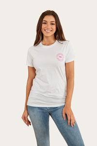 Signature Bull Womens Classic Fit T-Shirt - White/Glitter Pink