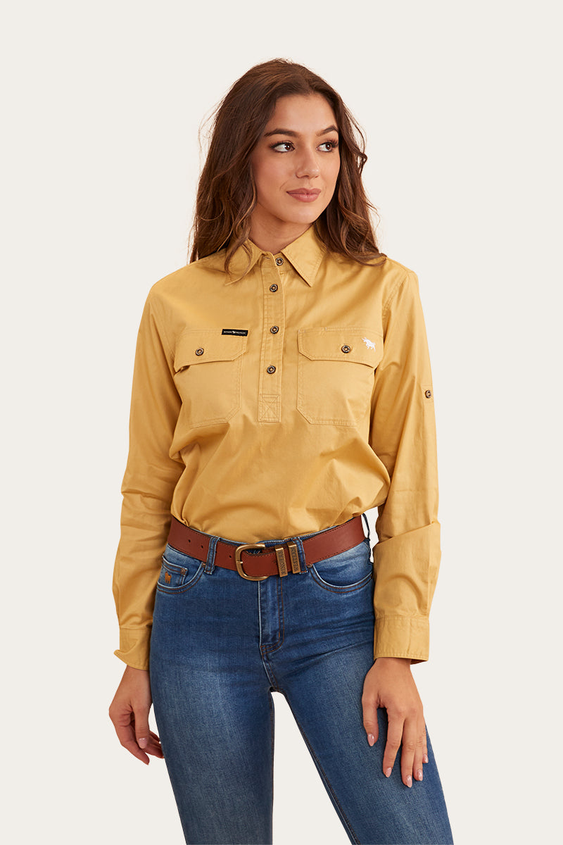 Pentecost River Womens Half Button Work Shirt - Vintage Gold