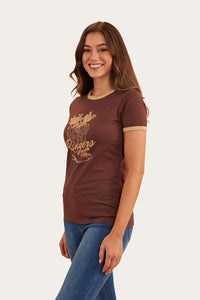 Tally Womens Ringer T-Shirt - Chocolate