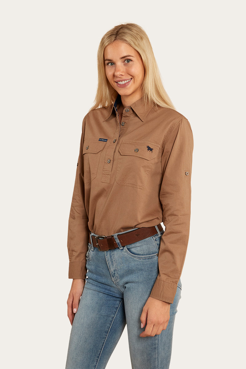 Pentecost River Womens Half Button Work Shirt - Clay