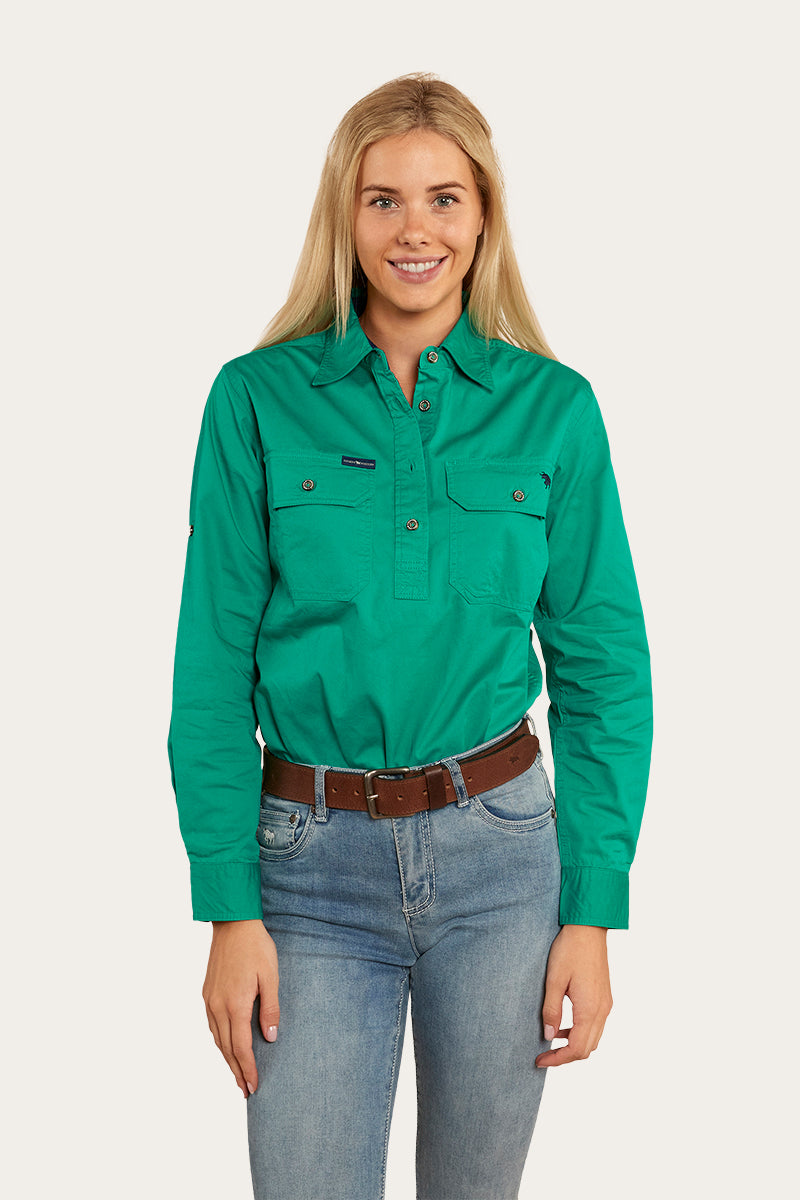 Pentecost River Womens Half Button Work Shirt - Green