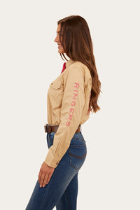 Signature Jillaroo Womens Full Button Work Shirt - Dark Sand/Melon