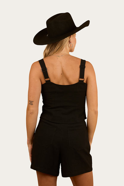 Westley Embroidered Fashion Top - Black