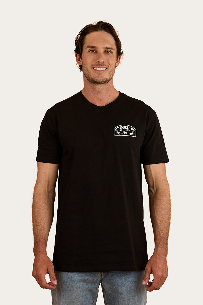 Wheatbelt Mens Stock Fit T-Shirt - Black with White Print
