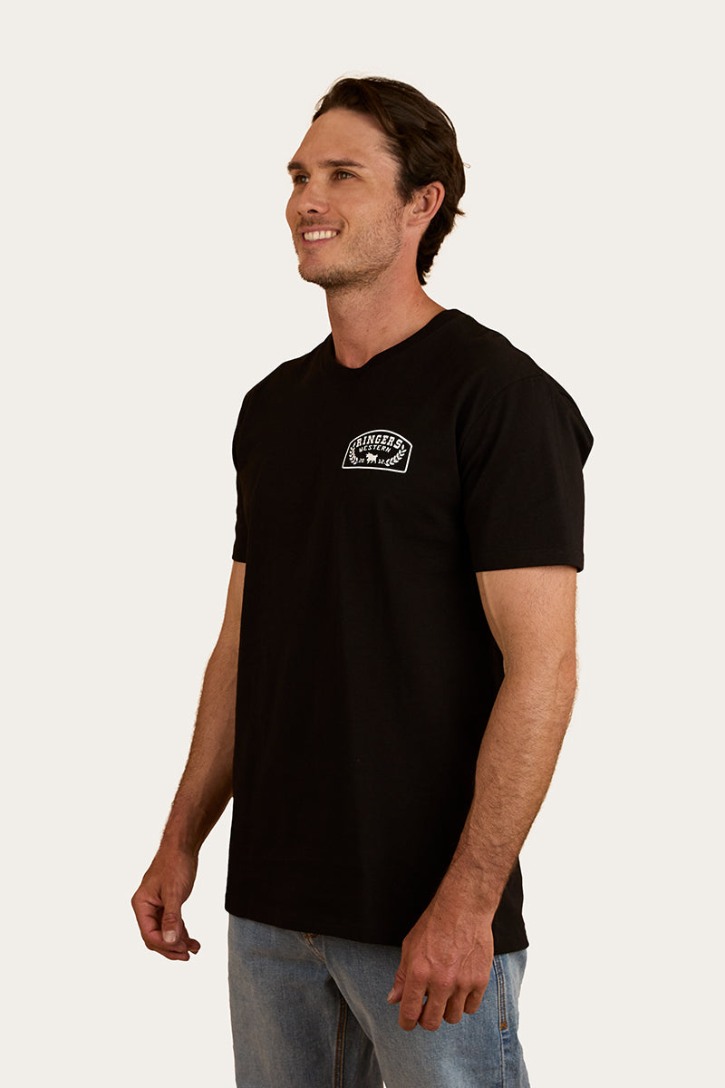 Wheatbelt Mens Stock Fit T-Shirt - Black with White Print