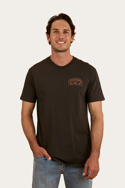 Wheatbelt Mens Stock Fit T-Shirt - Charcoal / Copper