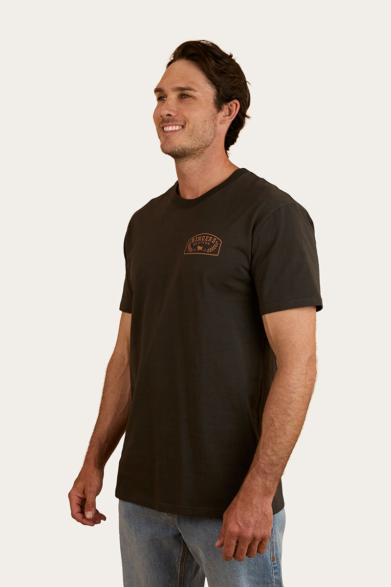 Wheatbelt Mens Stock Fit T-Shirt - Charcoal / Copper