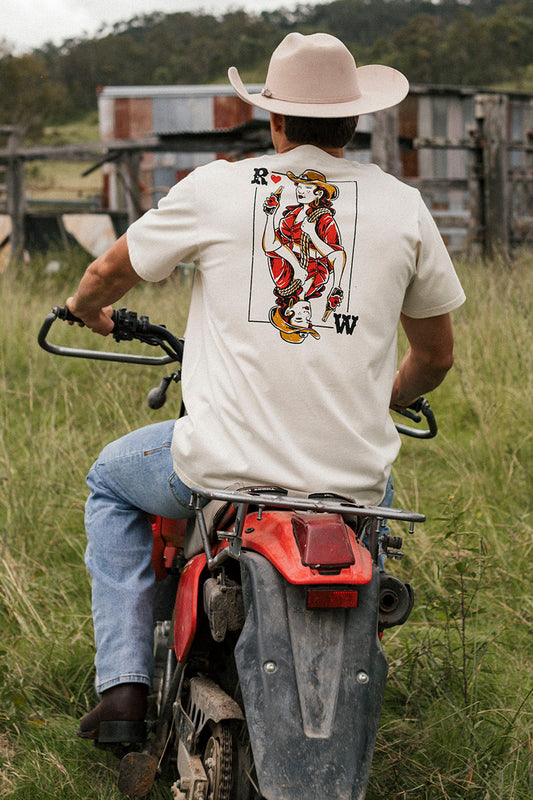 Wild Card Mens Loose Fit T-Shirt - Off White