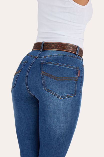 Penny Womens High-Rise Bootleg Jeans - Vintage Blue Wash