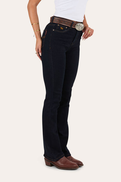Penny Womens High-Rise Bootleg Jeans - Dark Blue