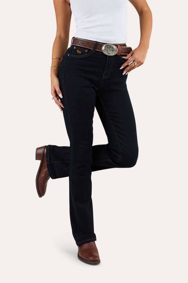 Penny Womens High-Rise Bootleg Jeans - Dark Blue