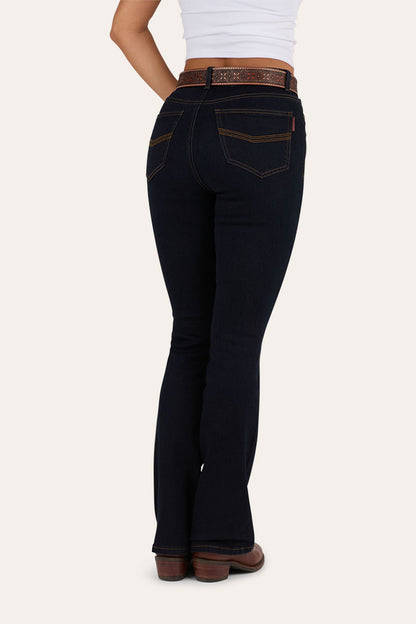 Penny Womens High-Rise Bootleg Jeans - Dark Blue