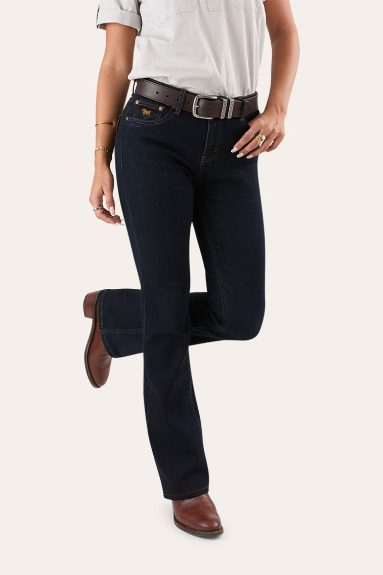 Katherine Womens Mid-Rise Bootleg Jeans - Dark Blue