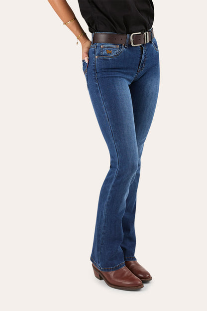 Katherine Womens Mid-Rise Bootleg Jeans - Classic Blue