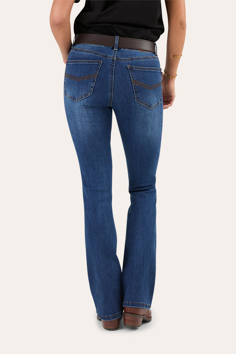 Katherine Womens Mid-Rise Bootleg Jeans - Classic Blue