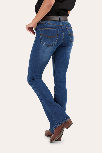 Katherine Womens Mid-Rise Bootleg Jeans - Classic Blue