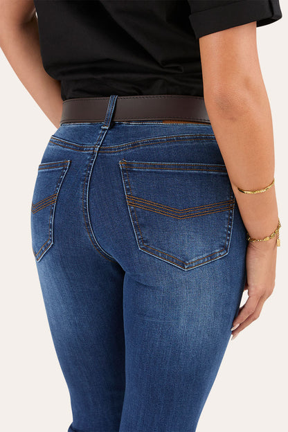 Katherine Womens Mid-Rise Bootleg Jeans - Classic Blue