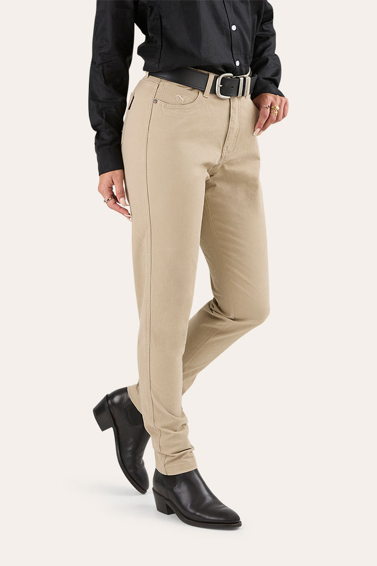 MacKenzie Womens 5 Pocket Stretch Drill Jeans - Khaki