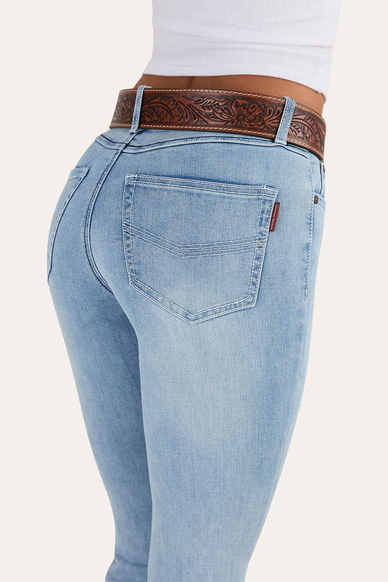 Katherine Cowgirl Womens Mid-Rise Bootleg Jeans - Light Blue