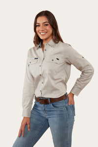 Pentecost River Womens Full Button Work Shirt - Beige